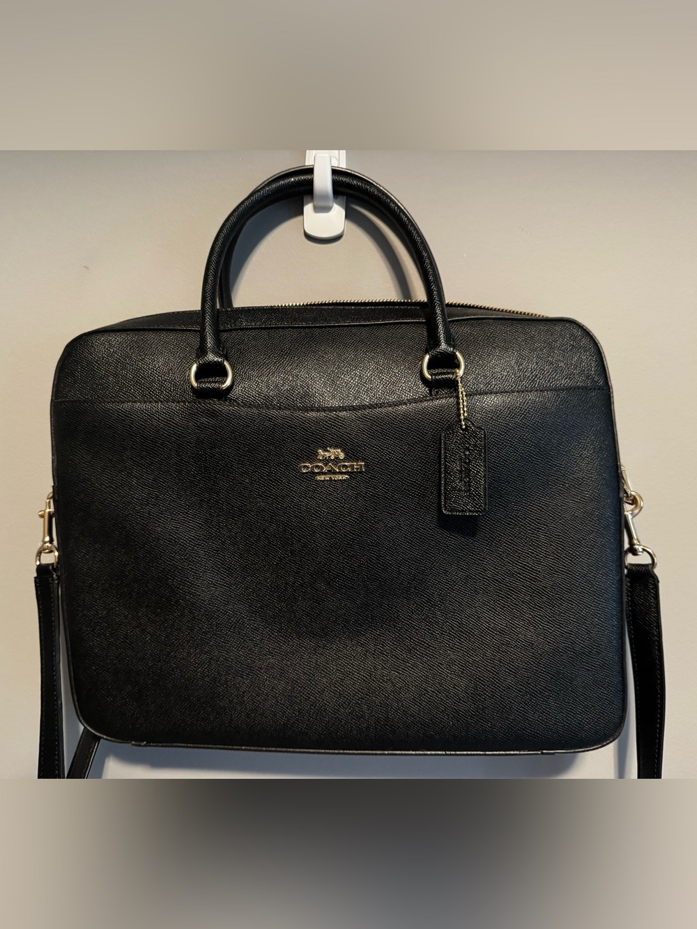 Coach Beckett Structured Leather Laptop Briefcase F72988 Black